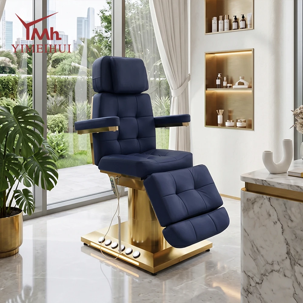 3 Motor Electric Beauty Bed Adjustable Facial Chair with LED Base for Med Spa Tattoo Medical Treatment