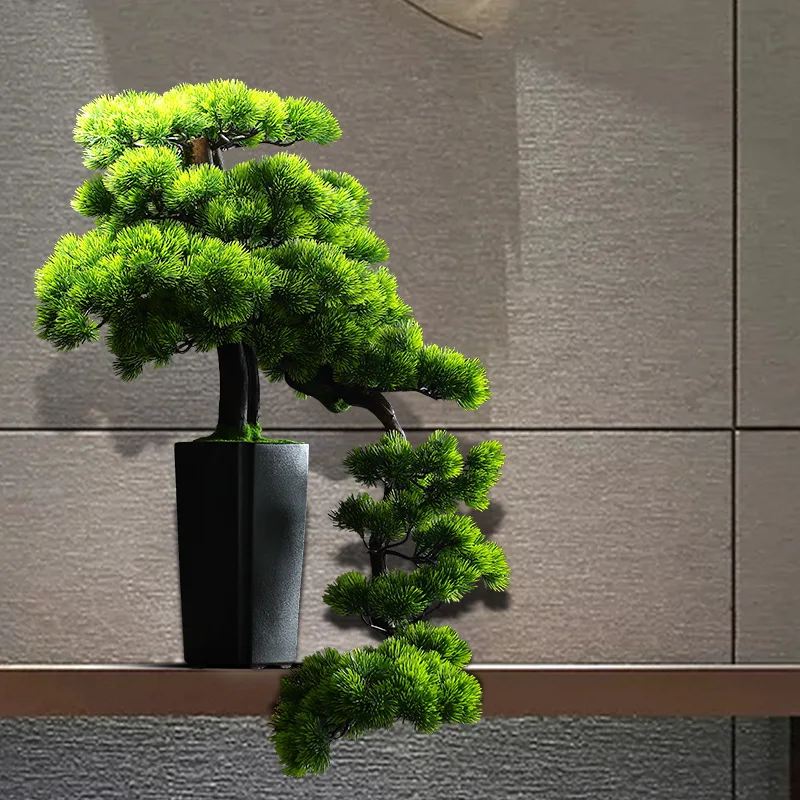 

Office decoration ornament New Chinese simulation welcome pine dry landscape living room bonsai hotel soft decoration