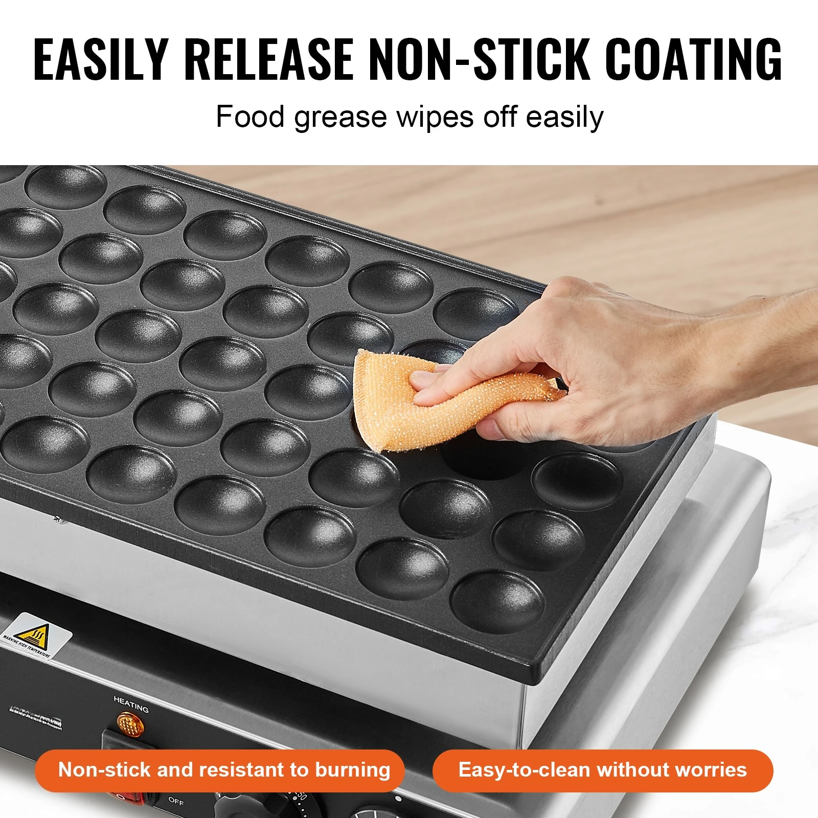 Singwinner 50Pcs Mini Dutch Pancake Maker Dorayaki Baker Machine Commercial Non-stick Waffle Maker Dual Temp & Time Control