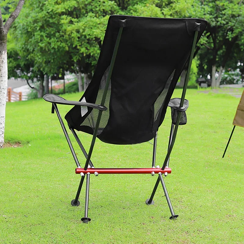 Ultralight Folding Camping Chair High Back Camping Chair Outdoor Camping Beach Picnic Fishing Black