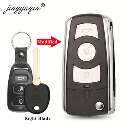 Jinyuqin – coque de clé à 3 boutons, étui pour clé de panique, à rabat, modifié, sans batterie, pour Hyundai Santafe, Trajet XG, terra, Avante XD