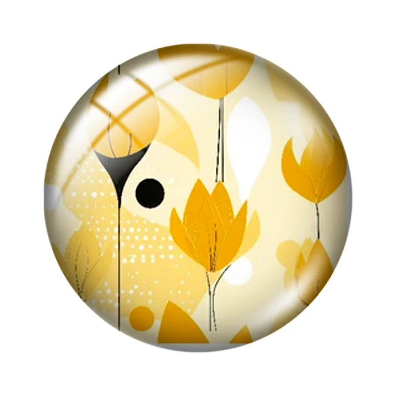 Ilustración de tulipán amarillo, cabujón redondo de vidrio de 10 piezas, 12mm/16mm/18mm, para hacer fotos