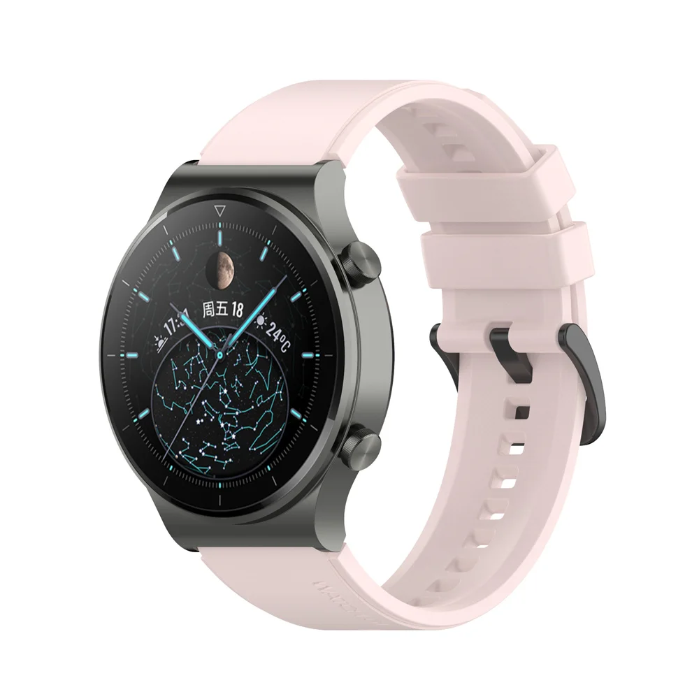 For Huawei Watch GT4 46mm/GT 3pro 46mm/ GT 2pro Watchband Black Buckle Wristband High Quality Durable Silicone 22mm Width Strap
