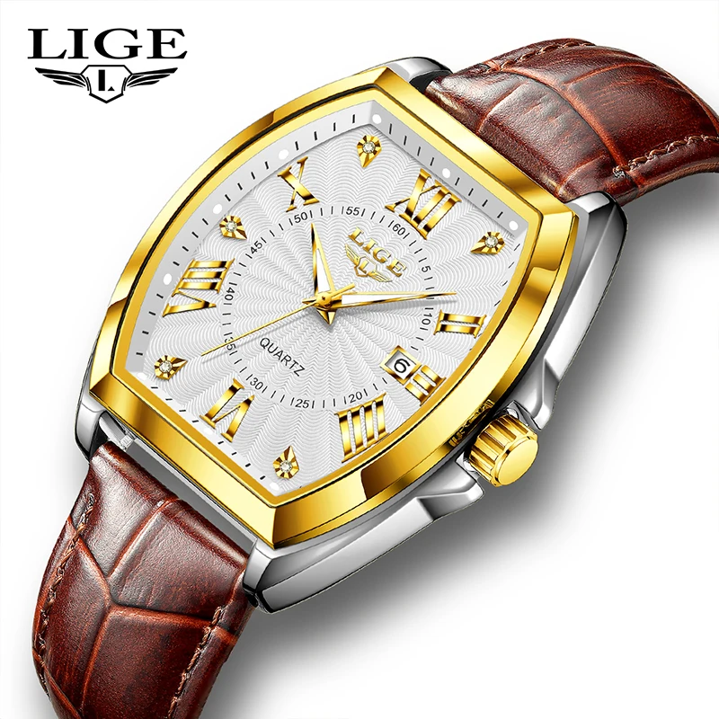 

LIGE мужские часы водостойкие светящиеся часы-календарь модные часы с кожаным ремешком для мужчин кварцевые наручные часы relogios masculino