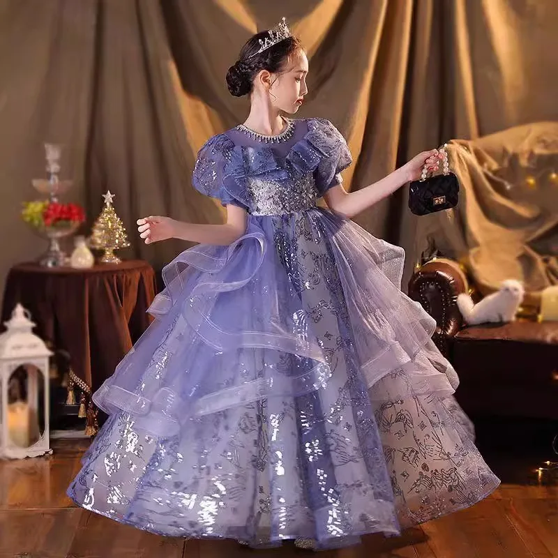 Children's Fashion Show Evening Dress Princess Dress Girls Model Fashion Show Host Piano Performance Dress Performance Costume20