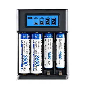 USB charger with rechargeable battery LCD display, battery charger indicator, 4 slots, ni-mh, ni-cd, aa, aaa, 1.2V 12 Main sales charger of rechargeable batteries - №4