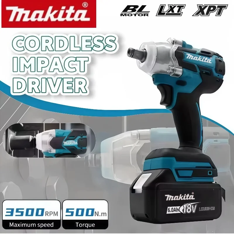 Makita DTW600 Schlagschrauber, hohes Drehmoment, wiederaufladbar, 18 V, Auto-Reparatur-Elektrowerkzeuge, bürstenloser Elektroschrauber, kabellos