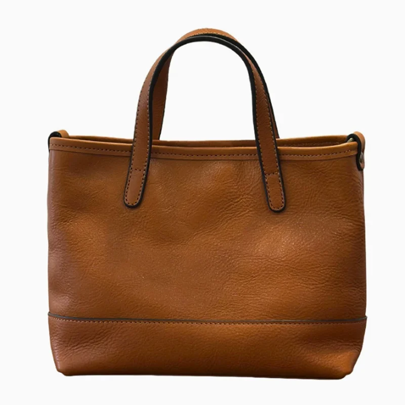 2026 Spring New Handbag Genuine Leather Casual Versatile Tote Bag Soft Cowhide Women's Shoulder Crossbody Bag