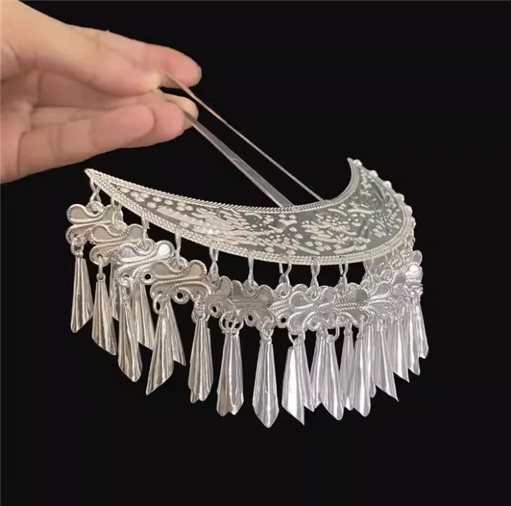 

Chinese Hmong Ethnic Group Headwear Tassel Hairpin Ancient Style Hanfu Headwear