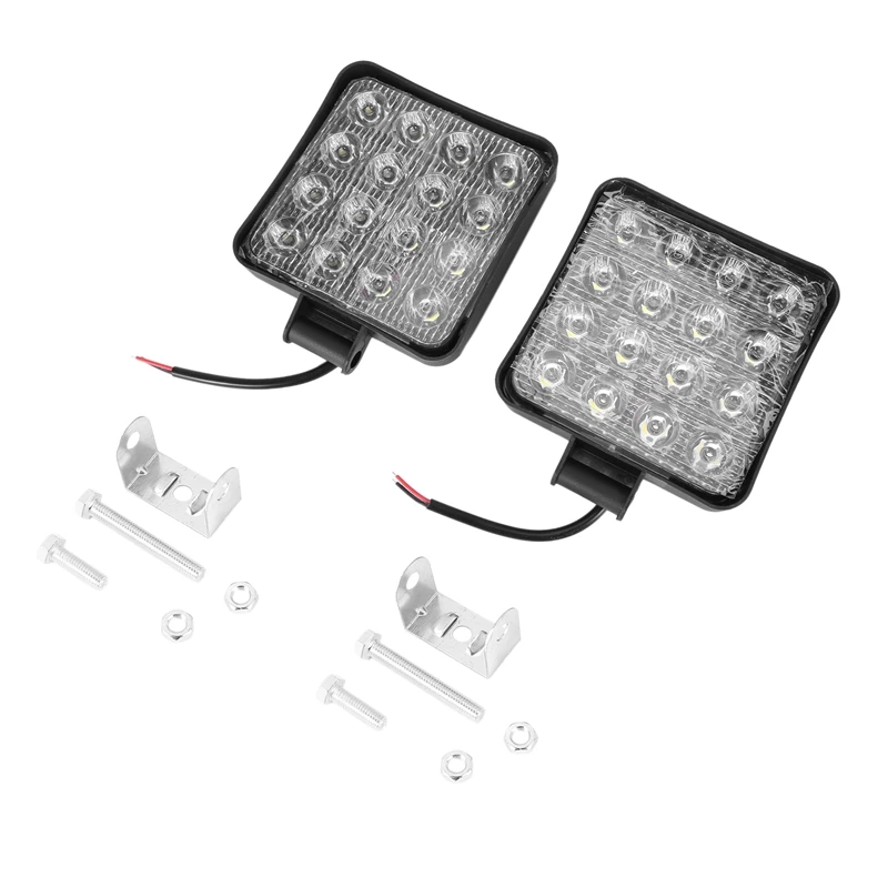 2 pcs 48W 6000k LED Spot Beam Square Work Lights Lamp Tractor SUV Truck 4WD 12V 24V