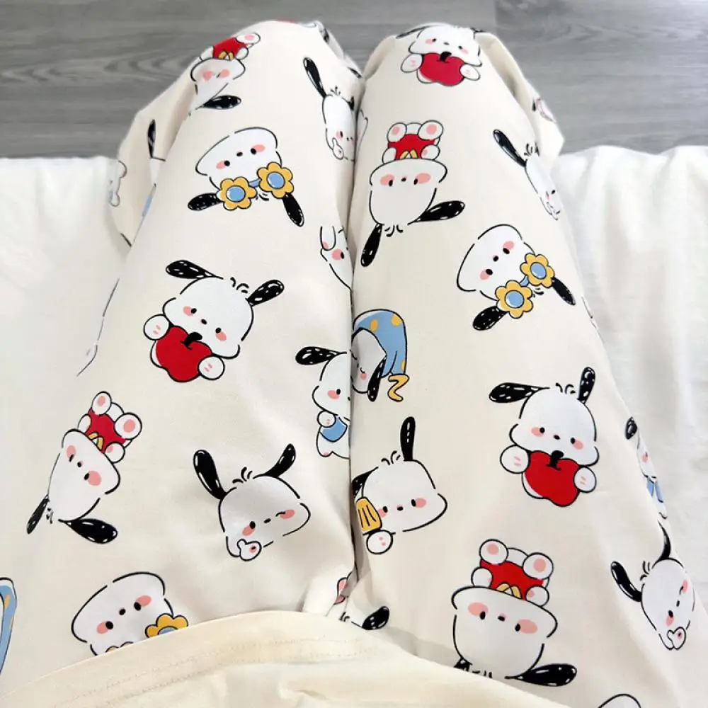 Kawaii Hello Kitty Pyjamabroek Sanrioed Cartoon Anime Kuromi Vrouwen Zomer Dunne Leuke Student Losse Slijtage Thuis Broek Casual Broek