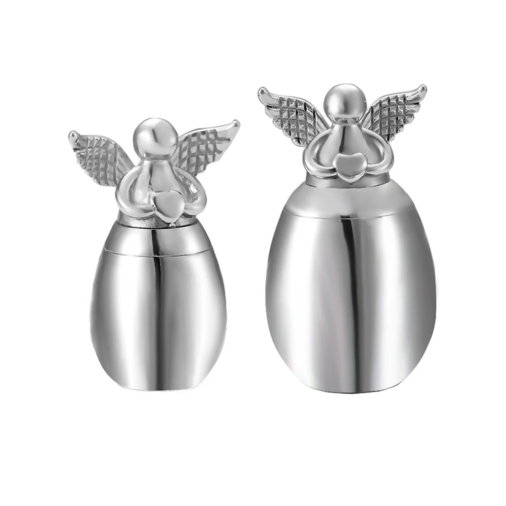 Small Keepsake Urns for Human Ashes Angel Wings Heart Mini Stainless Steel Cremation Memorial Urns for Ashes Jewelry Dropship