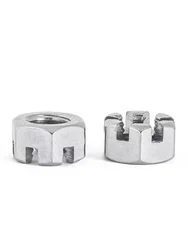 GB6181 304 Stainless Stee Slotted Round Lock Hexagon Head Hex Slotted Castle Crown Nut
