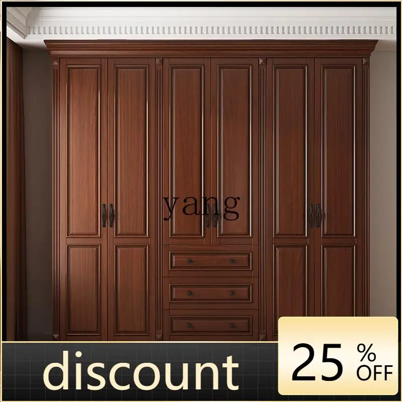 

LTT American Solid Wood Wardrobe Simple Home Bedroom Vintage Wardrobe Storage Storage Cabinet
