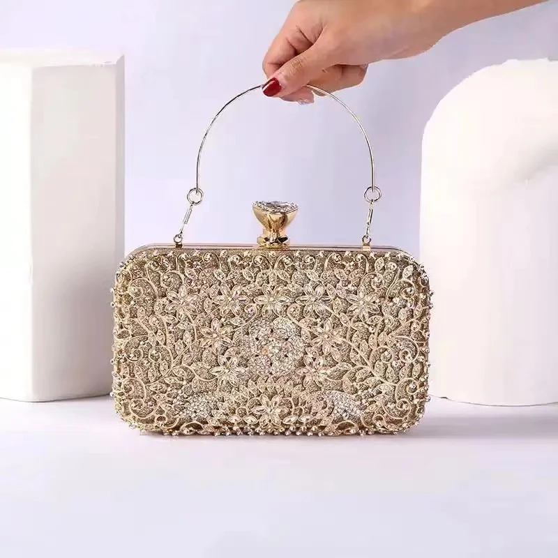 Hollow Out Style Diamonds Clutch Luxury Metal Rhinestones Evening Bags Flap Party Wedding Handbags Purse