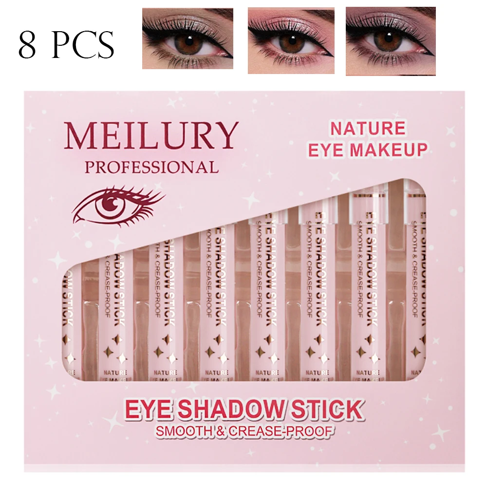 Hot 8PCS Dual-ended Eye Brightener Stick Zachte Oogschaduw Romige Textuur langdurige Oogmake-up Markeerstift oogschaduw Stick Set