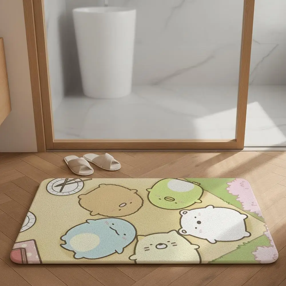 Cartoon S-Sumikko G-Gurashi Floor Mat Diatomite Bath Mat, Quick Dry, Absorbent, Multi-Scene Mat