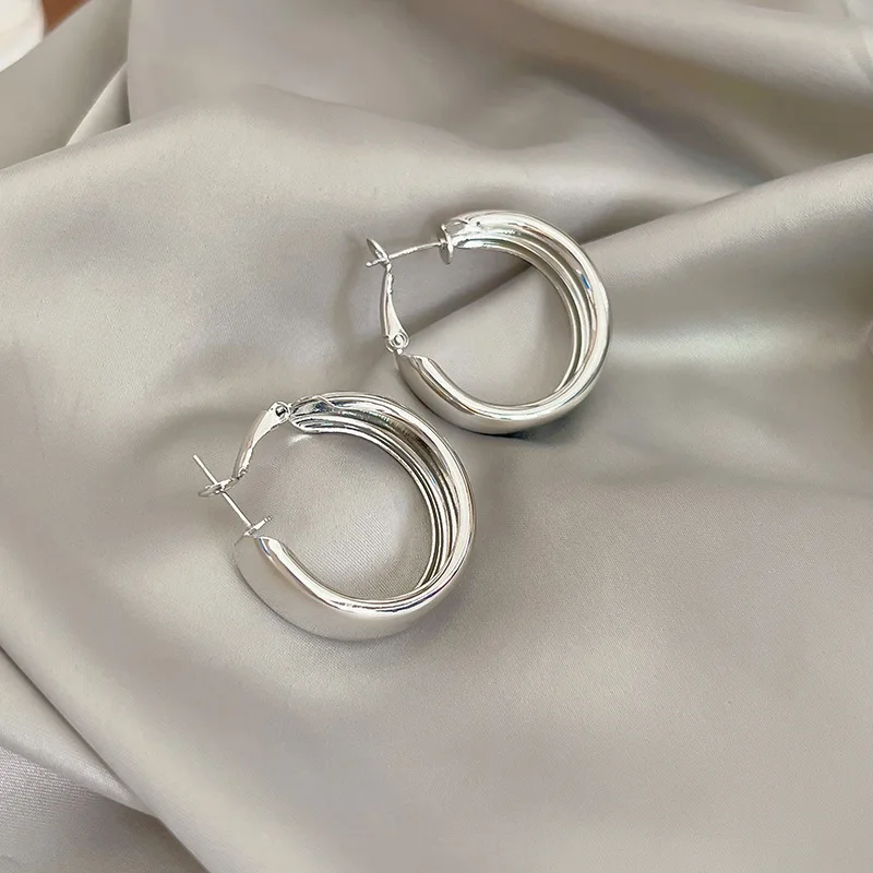 Earrings Wide Hoop Gold Minimalist Metal Geometric Bold Creative Designer Office Daily Evening Versatile Lightweight Women