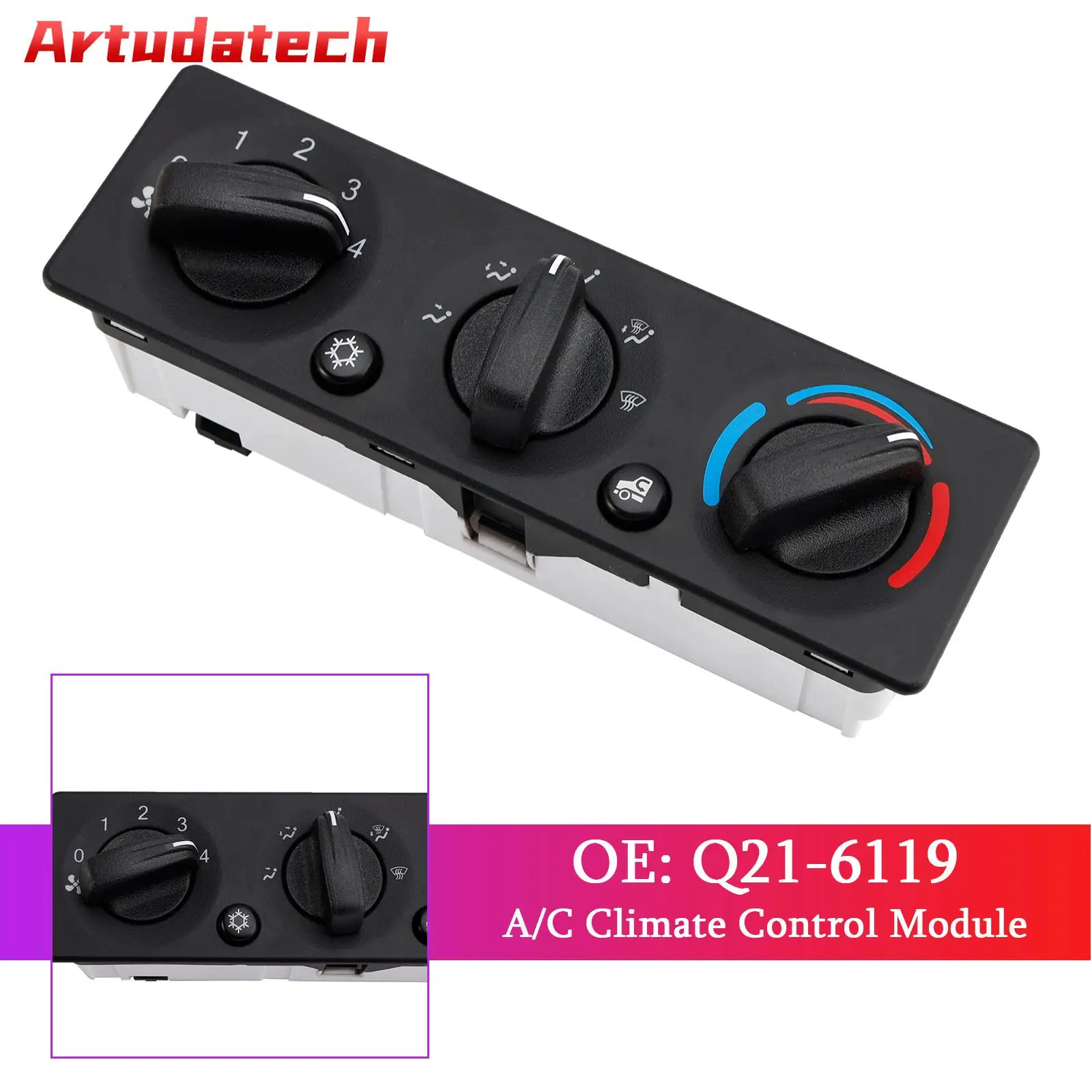 

Artudatech A/C Climate Control Module Panel Q21-6119 for Peterbilt Truck Car Accessories