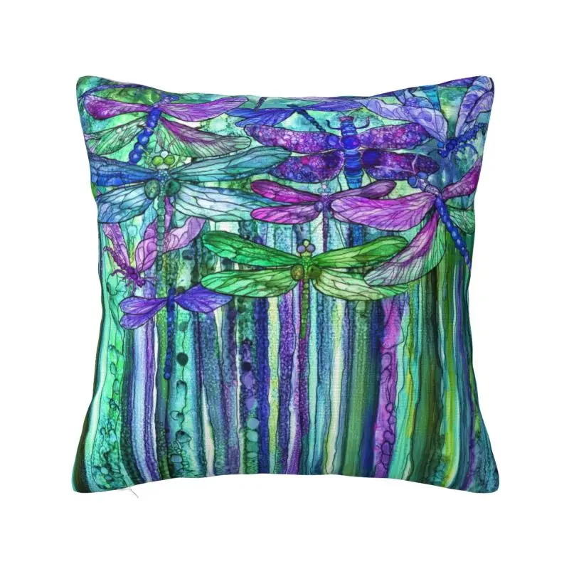 Purple Dragonfly Bloomies Pillow Covers Home Decoration Abstract Magical Insect Art Luxury Cushion Cover Soft Pillowcase