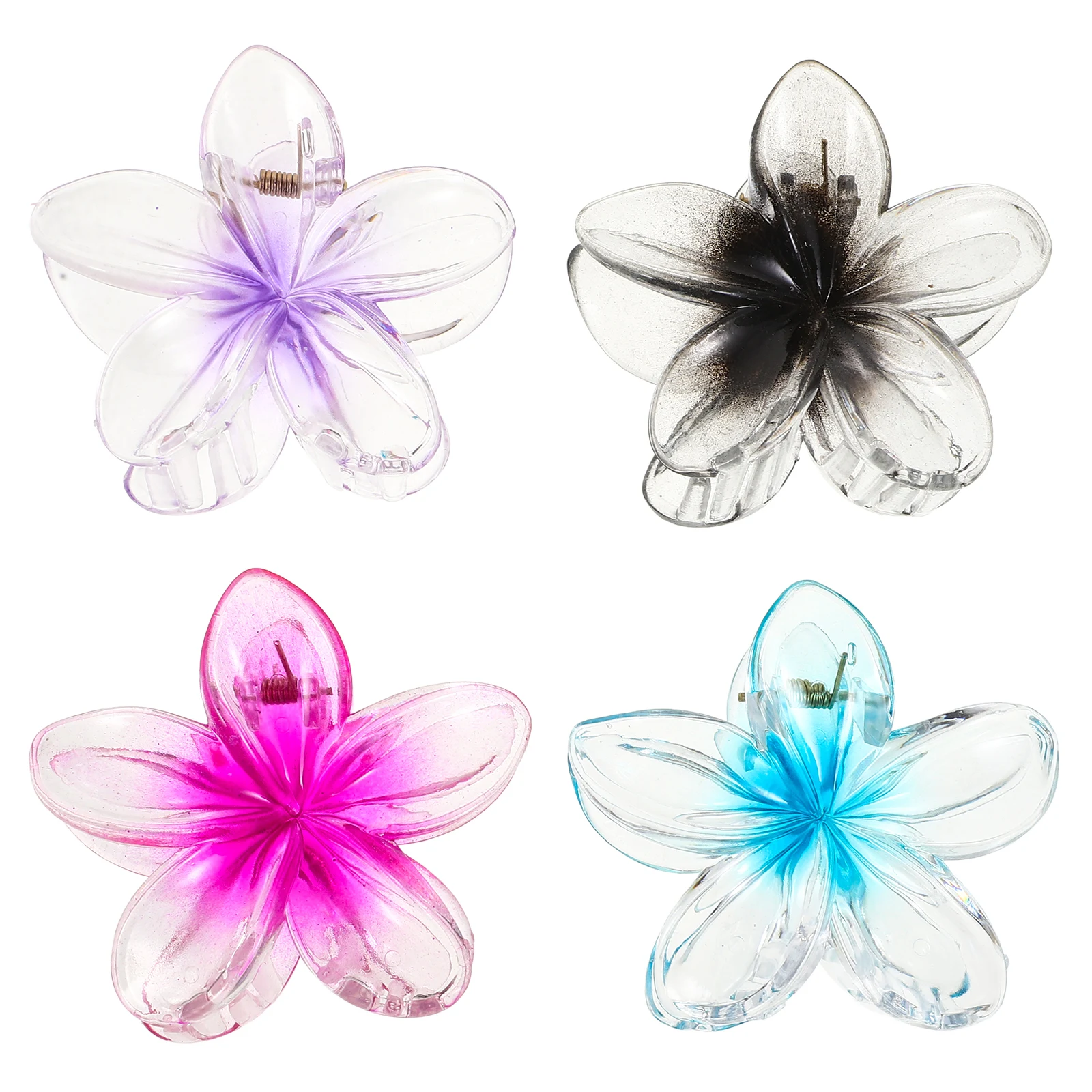 

4pcs Flower Hairpin Large Plumeria Claw Clips for Thick Retro Side Bun Shark Hair Accessories Women Teen Girls Hair Styling