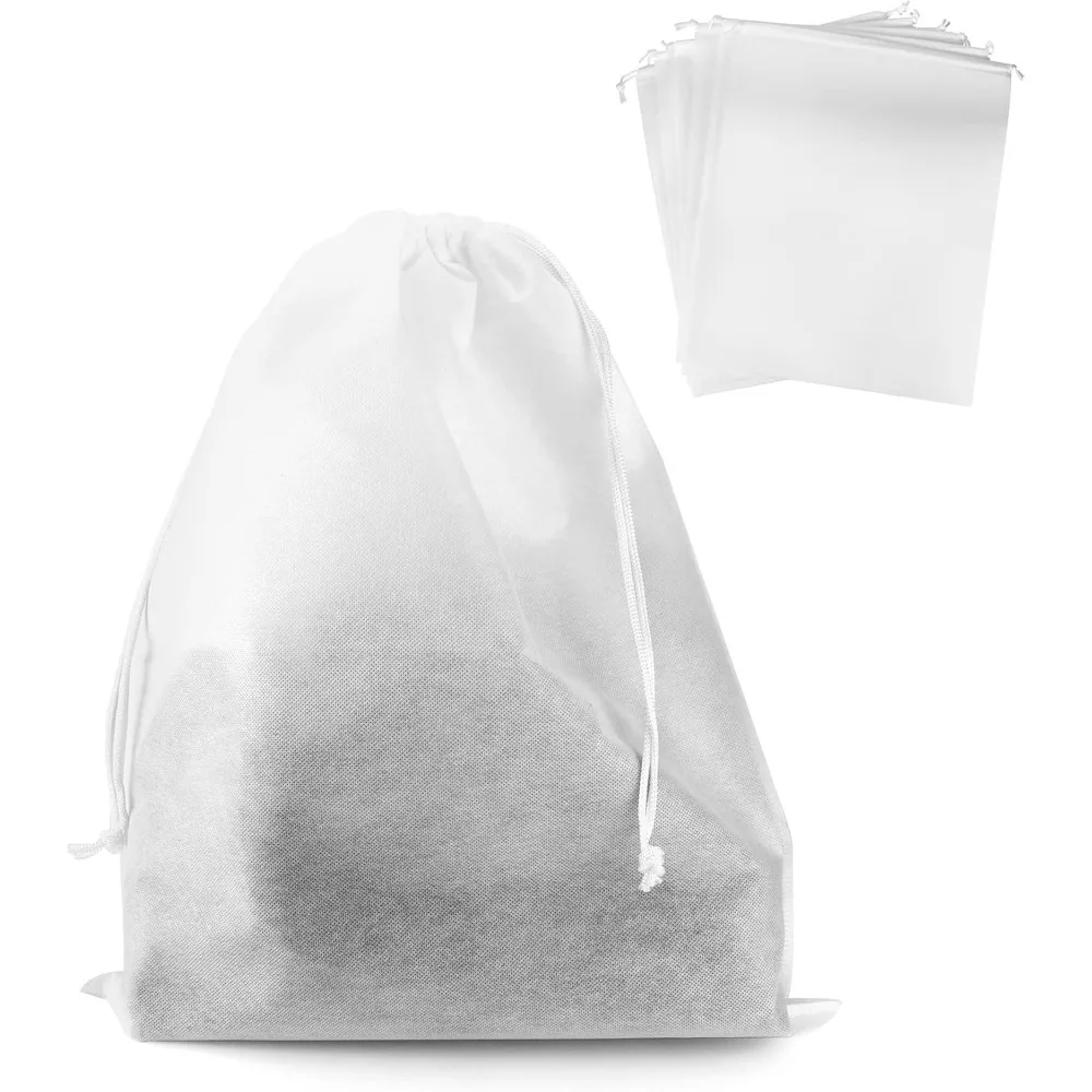 Drawstring Dust Covers, 6 Pcs Breathable Non-woven Fabric Large Cloth Storage Pouch String Bag for Handbags Purses Shoes