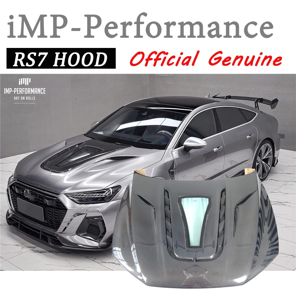 

IMP Performance Style Carbon Fiber Hood Bonnet Engine Cover For 2019-2024 RS7 S7 C8 Type I Hood w/ Glass