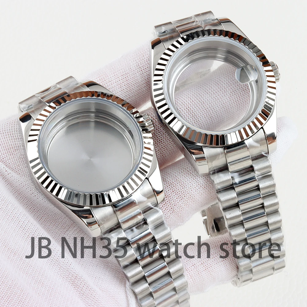 

36/39mm Watch Case Sapphire Glass For Datejust Nh35 Nh36 Movement 28.5mm Dial Waterproof Stainless Steel Presidential Strap