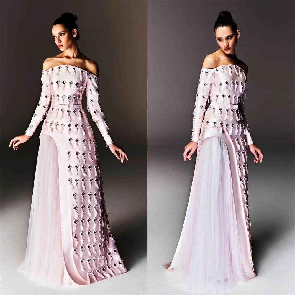 Customized Prom Gown Evening Dearin Off-the-shoulder A-line Floor Length Skirts Layered Draped Applique Bead Bespoke Occasion Dr