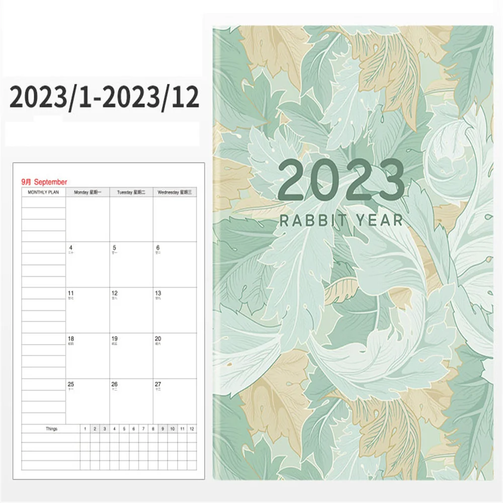 2023 Creative Flower Pattern A4 Notepad Agenda Book Schedule Planner Reminder Timetable Desk Dates Diary Planner Office Notebook