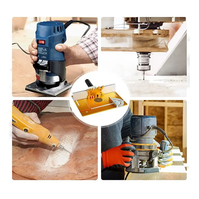 

A24I Aluminium Router Table Insert Plate, Wood Milling Flip Board with Miter Gauge,Router Trimmer Woodworking Wood Tool B