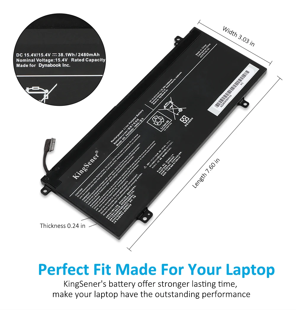 Imagem -04 - Bateria do Portátil para Toshiba Satellite Pro L50-g 11p 13q 138 15q Série 17p 4icp6 47 61 Kingsener-pa5366u1brs