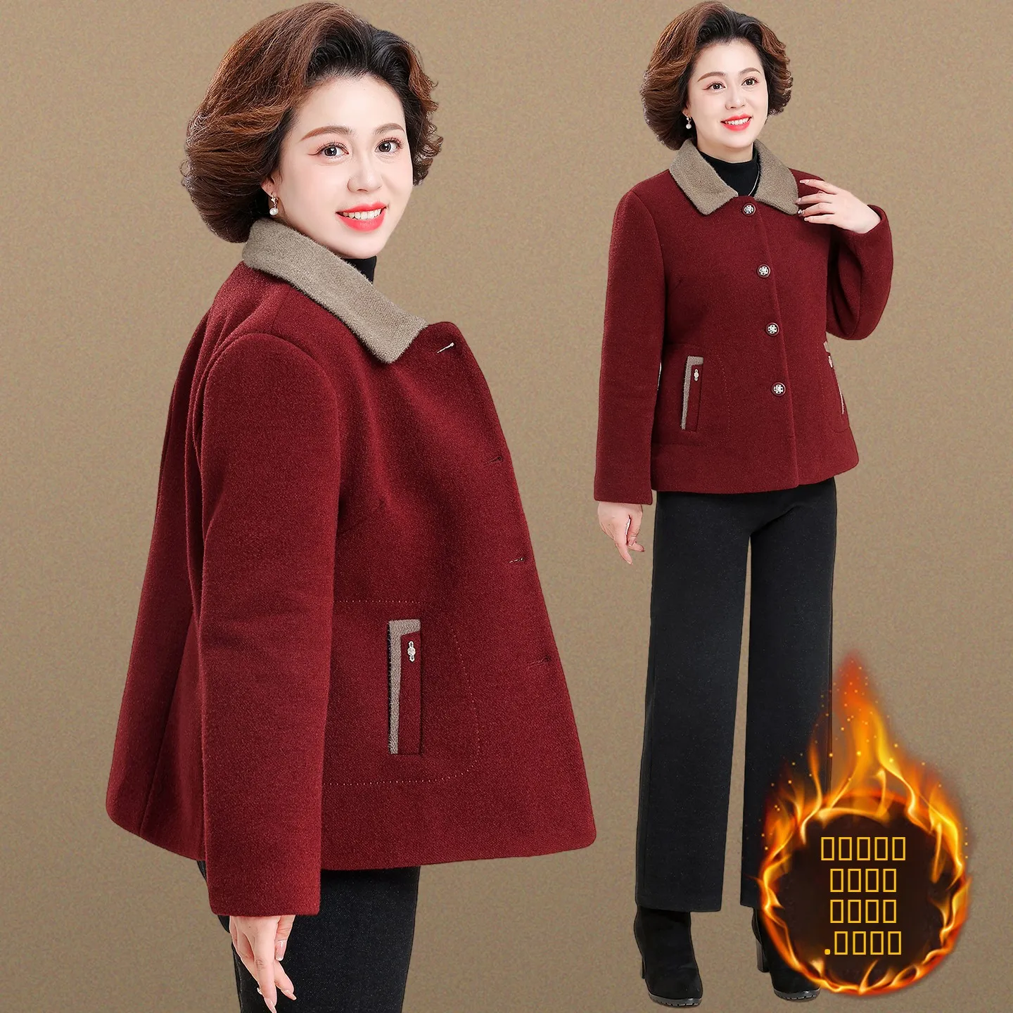 

Thiened Woolen Coat for Mom Winter New Arrival Women's Faion Casual Sle Faux Mink Velvet Coat Warm And Comfortable