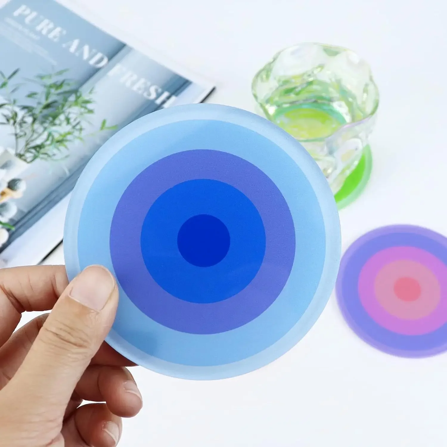 Tabletop Coasters Colorful Creative Acrylic Coasters Sunset Gradient Pattern Heat Resistant