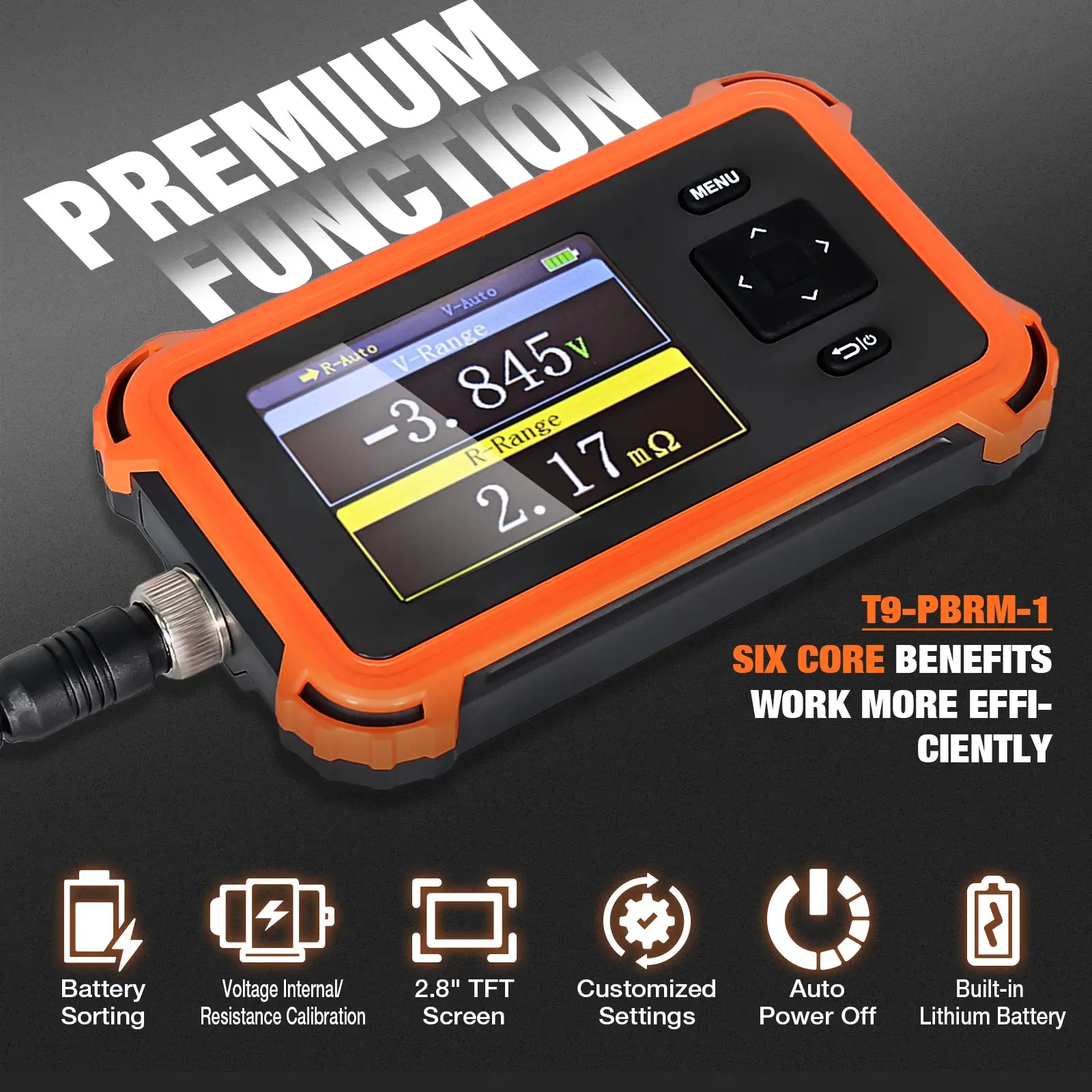 Измеритель внутреннего сопротивления аккумулятора PBRM-1 с 4-проводными клеммами Кельвина, 110 В, 100 Ом, 1 кГц, портативный вольтметр переменного тока с TFT-дисплеем 2,8 дюйма