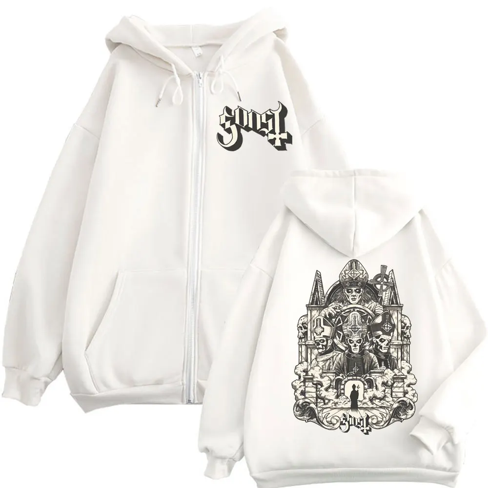 Rock Singer Ghost Band Zipper Hoodie Gothic Vintage Long Sleeve Zip Up Sweatshirts Men Women Casual Fashion Pullovers Streetwear