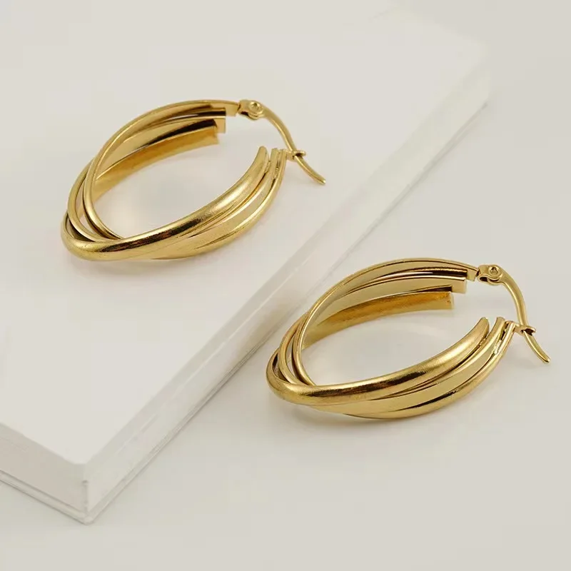 Hot popular Plated  18K Gold color Filled Charms Hoop Earrings for Woman pretty Lady Wedding Party Jewelry Holiday Gifts