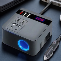 150W Car Power Inverter DC12V/24V to AC110V/220V with LED Display Sockets Fast Charging for Automobiles