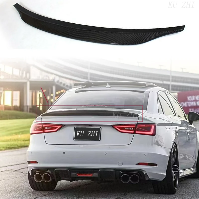 For AUDI A3 S3 RS3 Limousine 8V Sedan Gloss Black Forged Real Carbon Fiber Rear Spoiler Trunk Wing 2013 14 15 16 17 18 19 2020