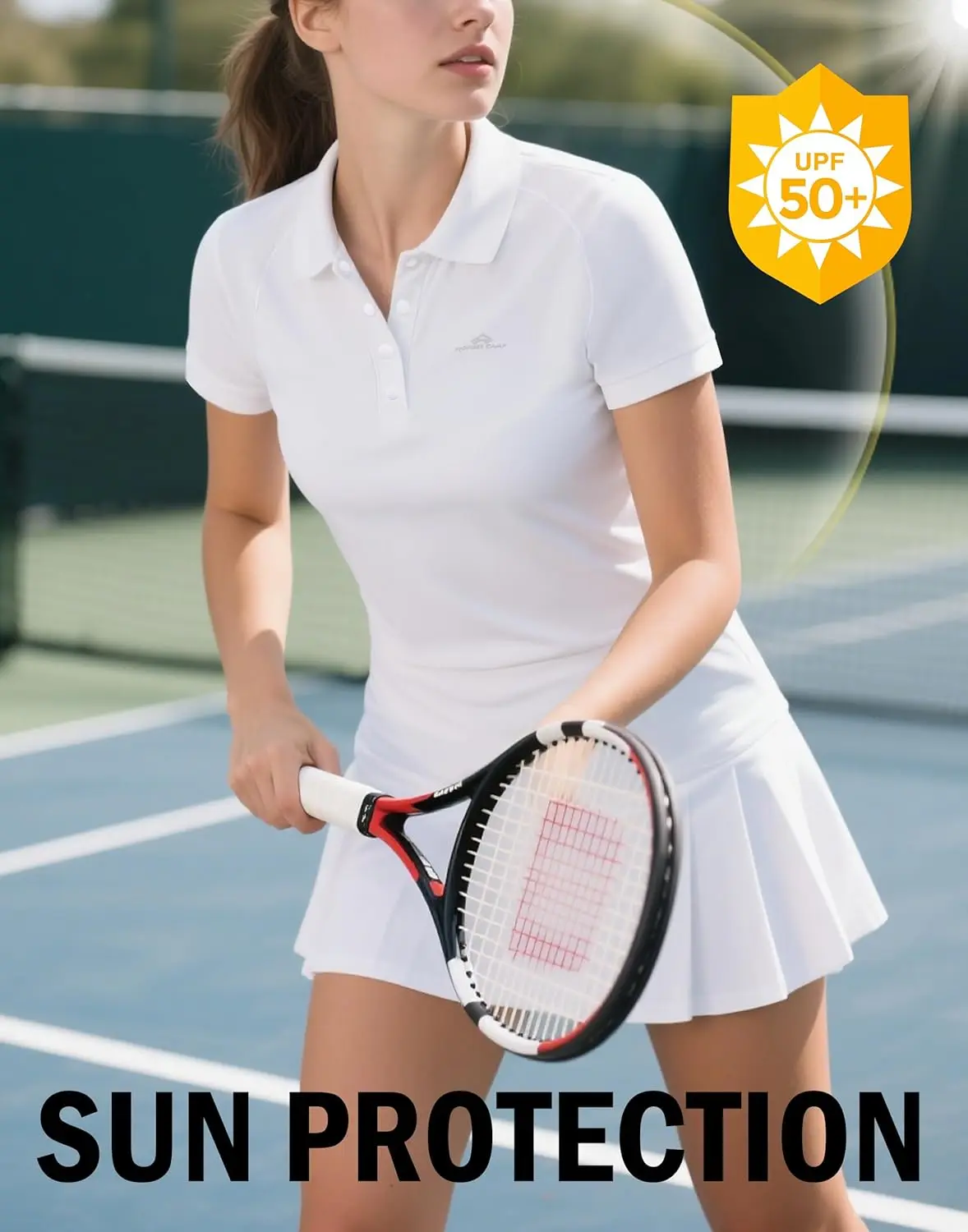 

Pioneer Camp Women's Golf Shirt Short Sleeve Polo Shirts UPF 50+ Quick Dry Collared Tennis Work Athletic Tops 4 Button
