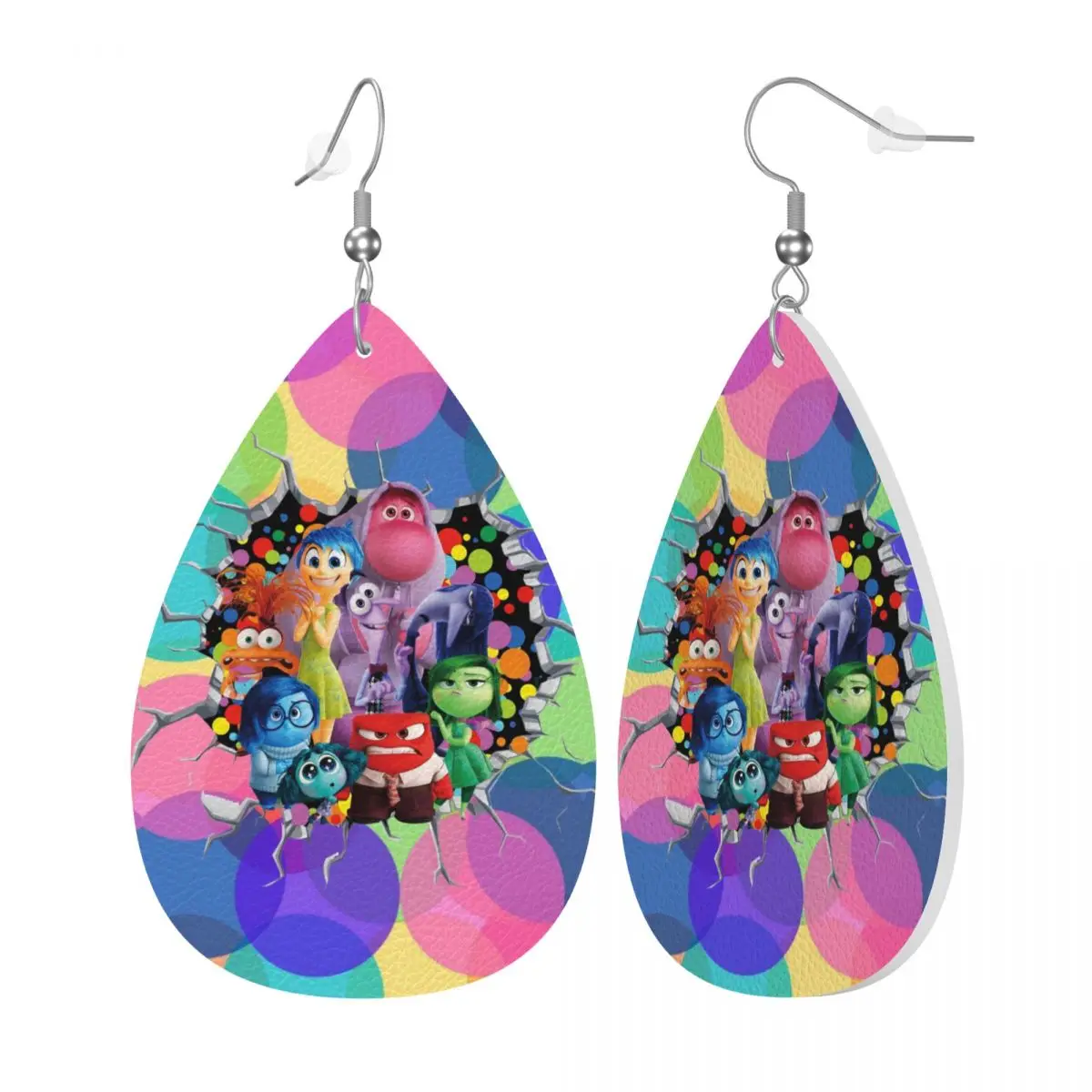 Custom Inside Out Cartoon Dangle Drop Earrings Leather Earrings for Women Fashion Inside-Out-Theme-3D-Wall-Decals For Party