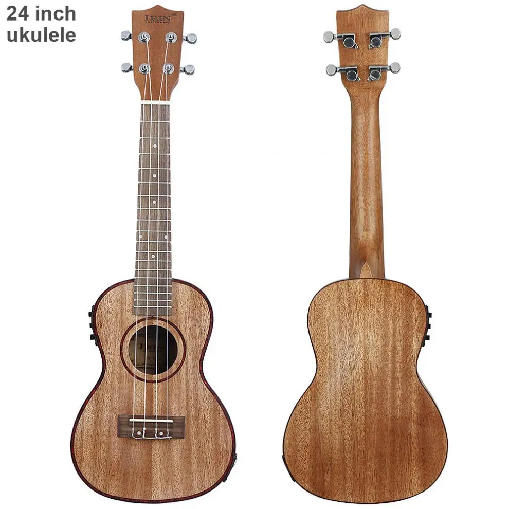 24 Inch Concert Electroacoustic Ukulele Abalone Shell Edge 18 Fret Four Strings Hawaii Guitars with Built in EQ Pickup