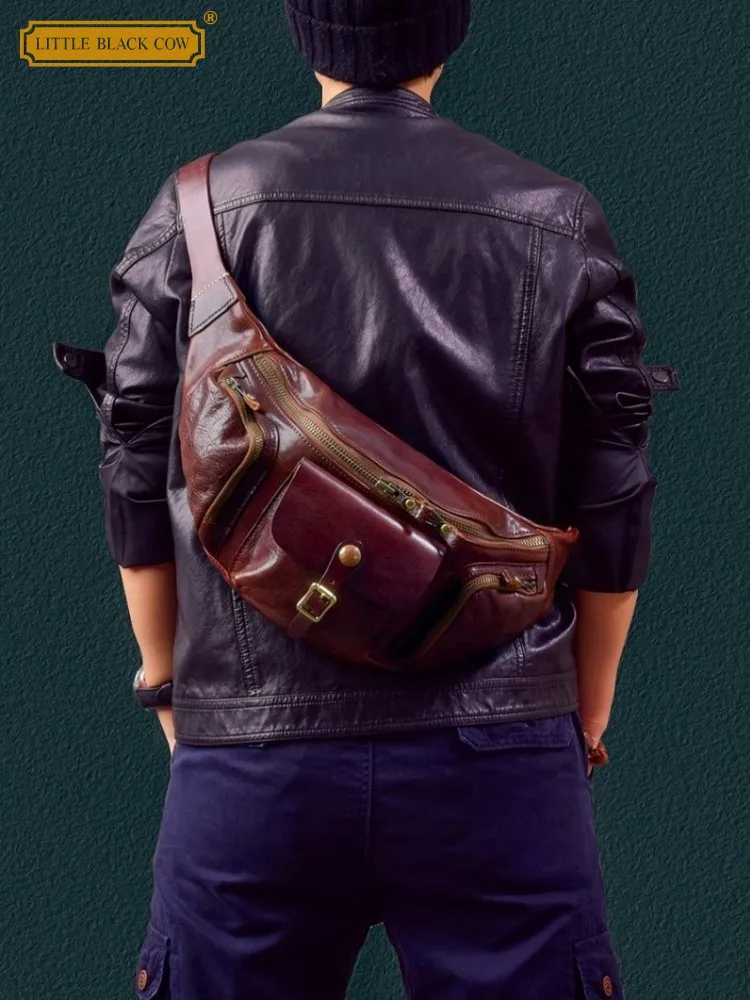 

Дизайнерская мужская повседневная дорожная сумка на молнии из натуральной яловой кожи с несколькими карманами нагрудная сумка Мужская сумка через плечо с широким ремешком Сумки через плечо