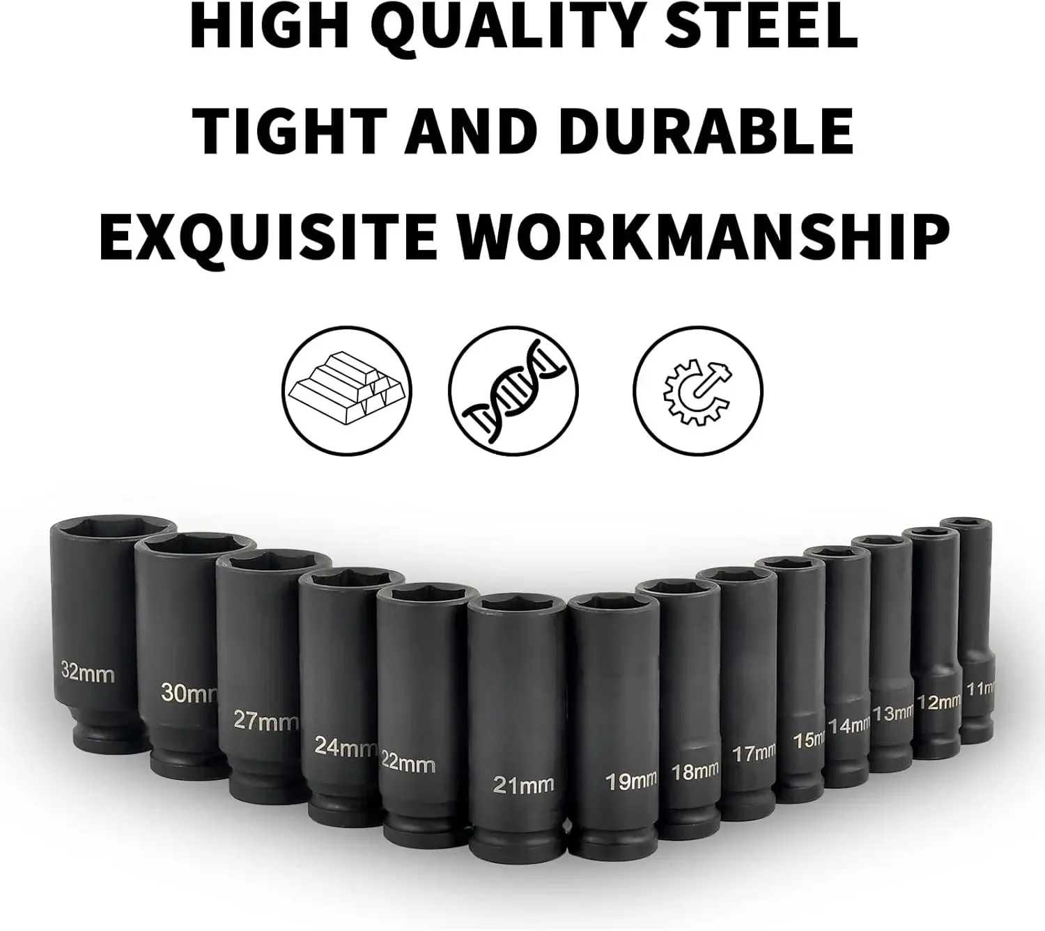 1/2 Drive Deep Impact Socket Drive Metric Wrench Socket Deep Impact Socket Pneumatic Wrench Head Tire Removal Tools Pipe wrench