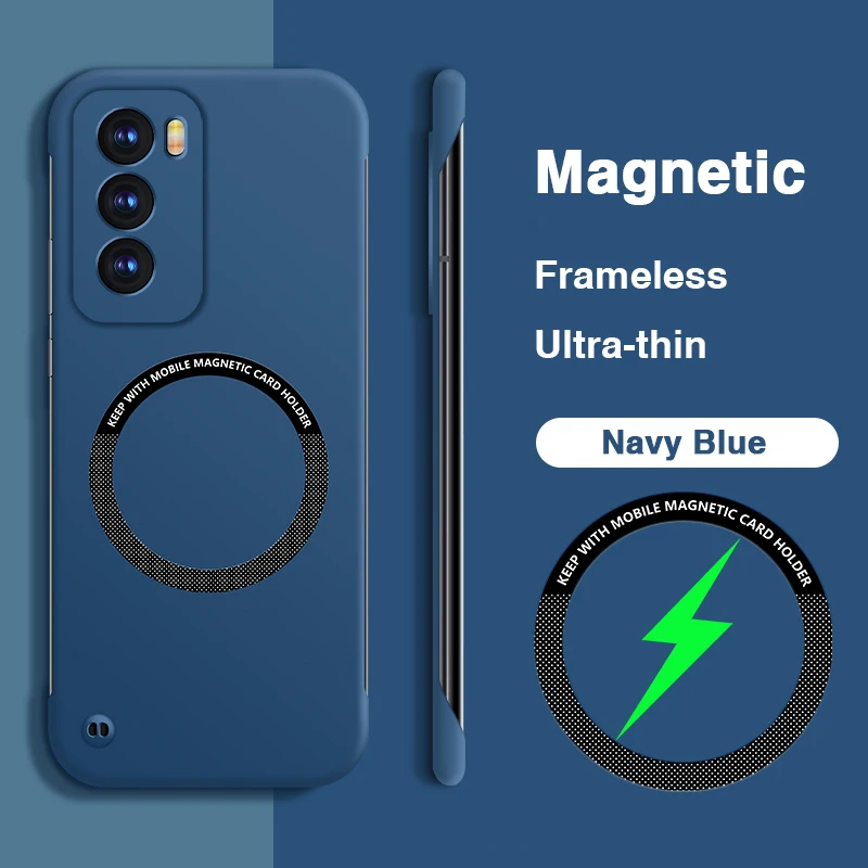 Funda de teléfono ultrafina con carga magnética sin marco para OPPO Reno12 Reno 12 Pro 12Pro Reno12Pro 5G, cubiertas sólidas de Color puro para PC duro