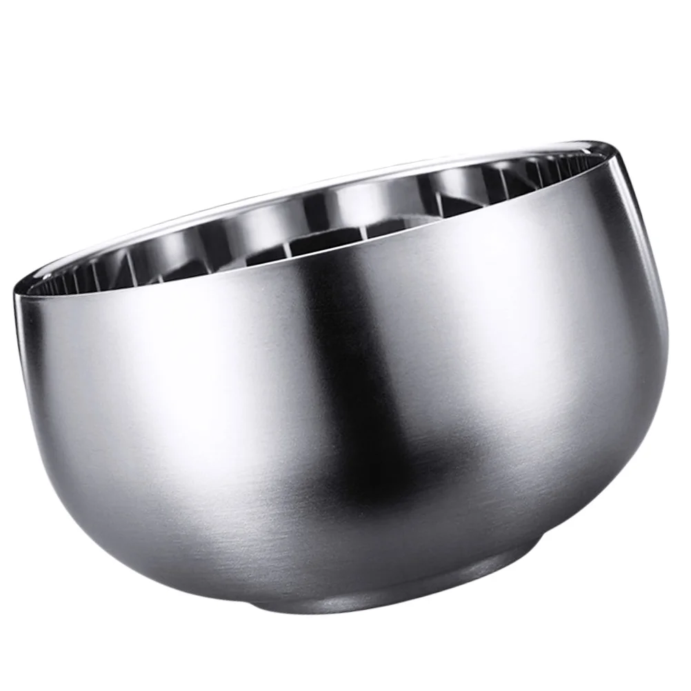 

1pc Stainless Steel Soup Double Walled Heat Resistant Rice Bowl For Home Restaurant Hotel Use Insulated Food Serving Bowl