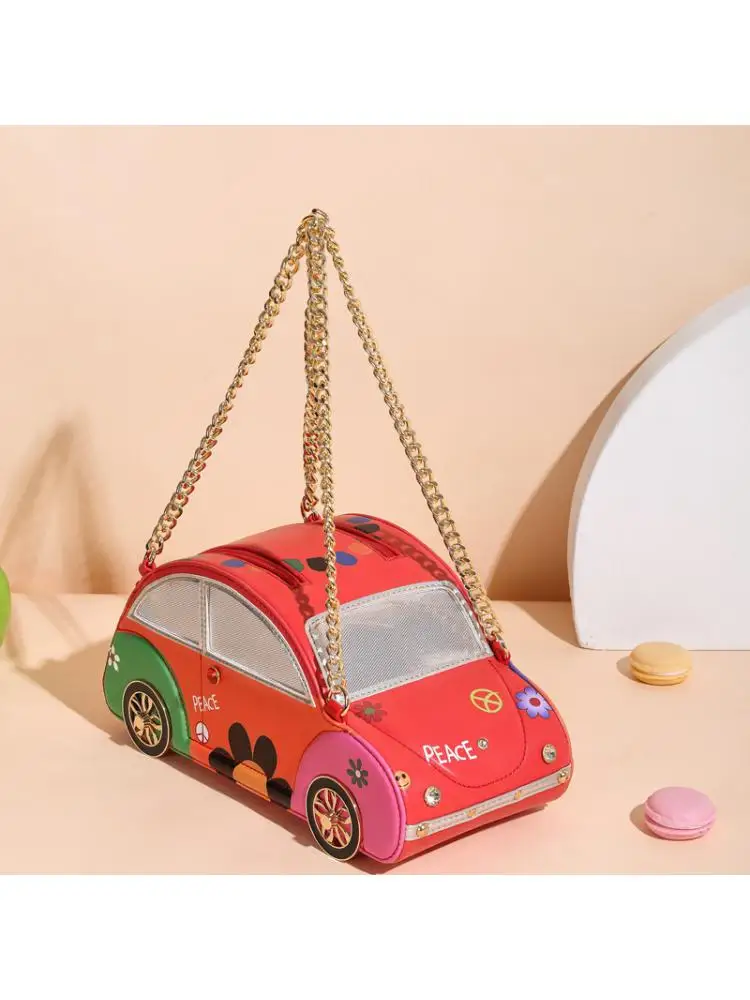 Bolso estilo coche Vintage para mujer, bolsa de hombro con cadena de Color cosida, bolso de mano femenino de marca de diseñador para fiesta