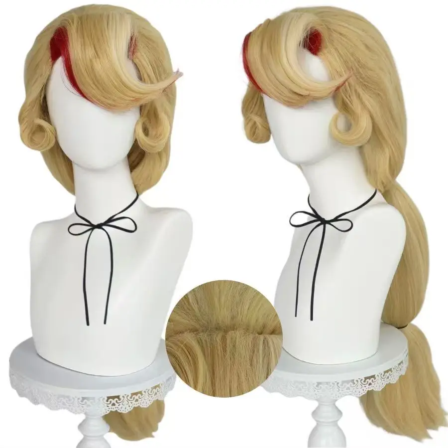 

Аниме Charlie Morningstar, парик для косплея, блондинка, супер длинные волны, синтетические парики с розовой сеткой для женщин, тематическая вечеринка, Хэллоуин