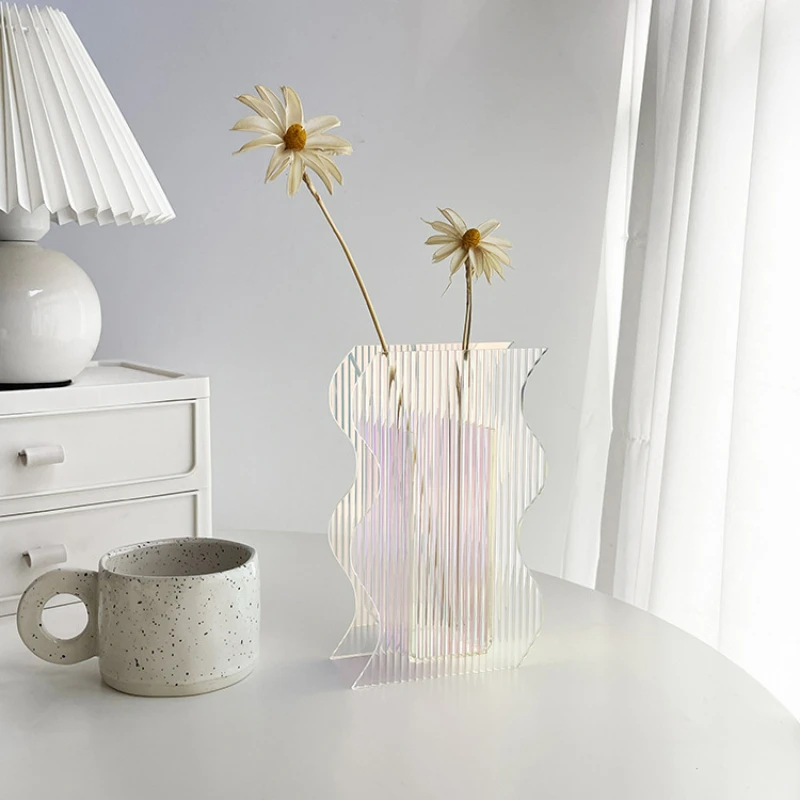 Ins acrílico transparente colorido geométrico vaso ornamentos fotografia fundo tiro adereços desktop casa decorações