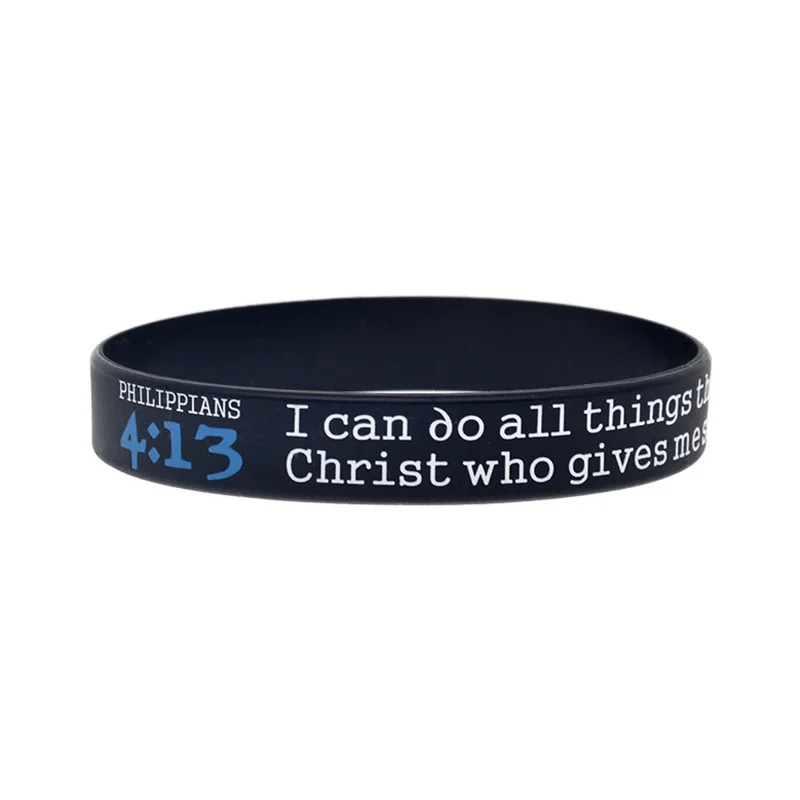 1PC/4PCS JEREMIAH 29:11 JOHN 3:16 PHILIPPIANS 4:13 MATTHEW 7:7 Silicone Wristband Printed Scripture Bracelet